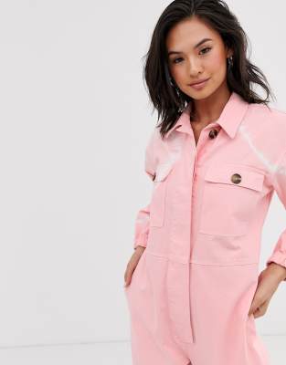 asos pink denim boiler suit