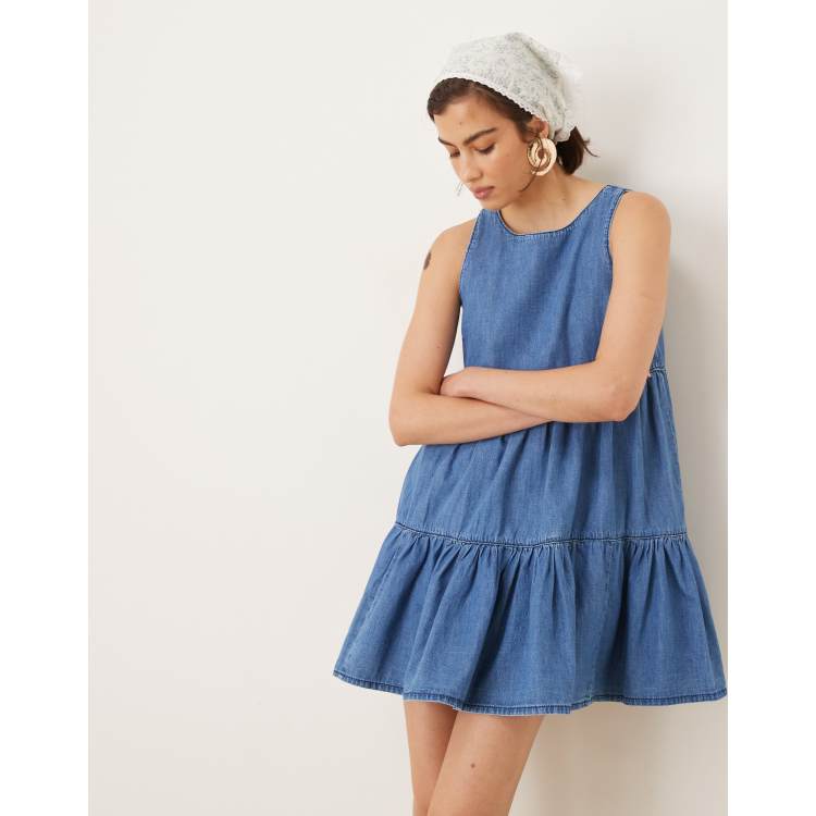 white christmas dresses Isalin Mid Wash Denim Halter Mini Dress main image 1