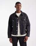 [ASOS DESIGN] ASOS DESIGN denim trucker jacket in black (Part of a set) XS BLACK