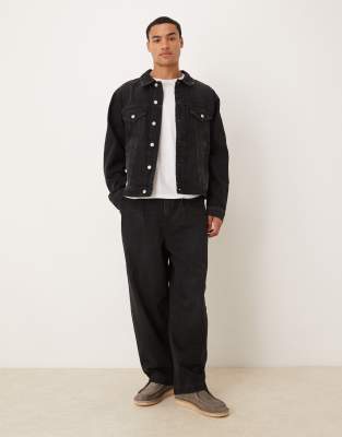 Asos Design Denim Trucker Jacket In Black