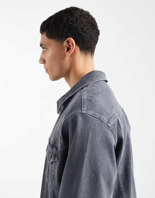 ASOS DESIGN denim trucker jacket in dark gray, 4 of 5