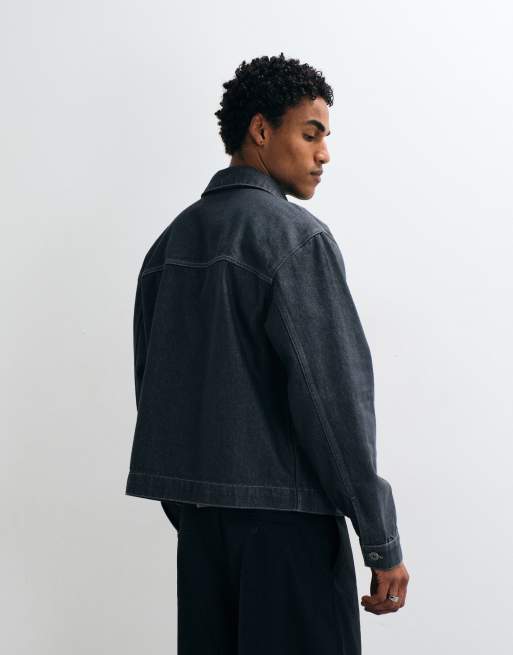 ASOS DESIGN denim trucker-jakke i sort rå vask, 4 af 5