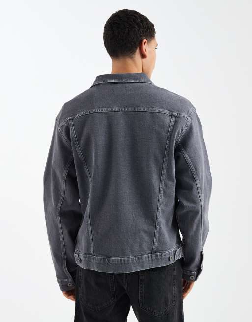 ASOS DESIGN - Denim truckerjack in donkergrijs, 3 van 5