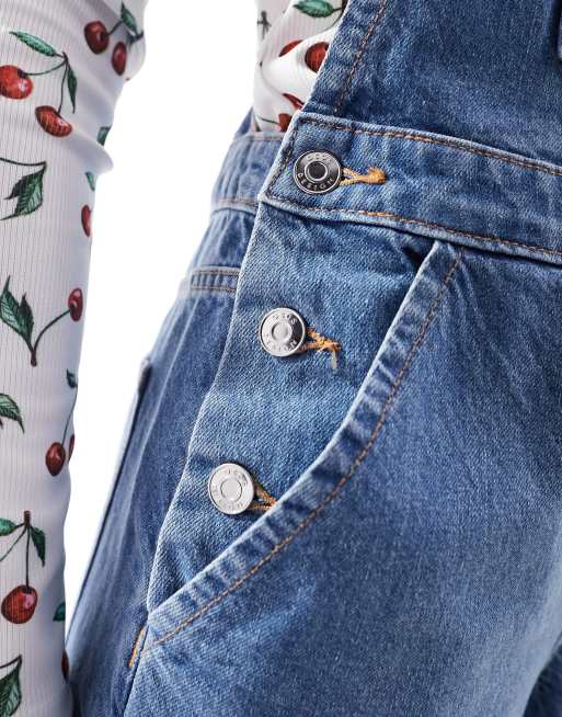 ASOS DESIGN - Denim tuinbroek in middenblauw, 3 van 4