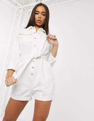 denim white playsuit