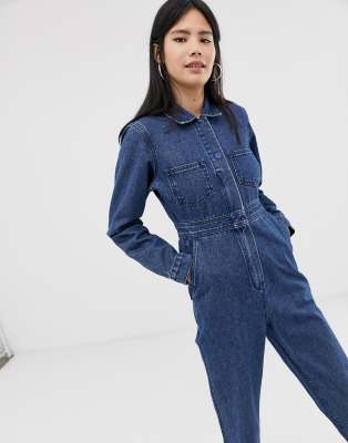 blue denim boiler suit