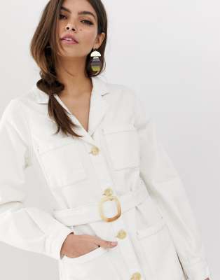 asos white denim dress