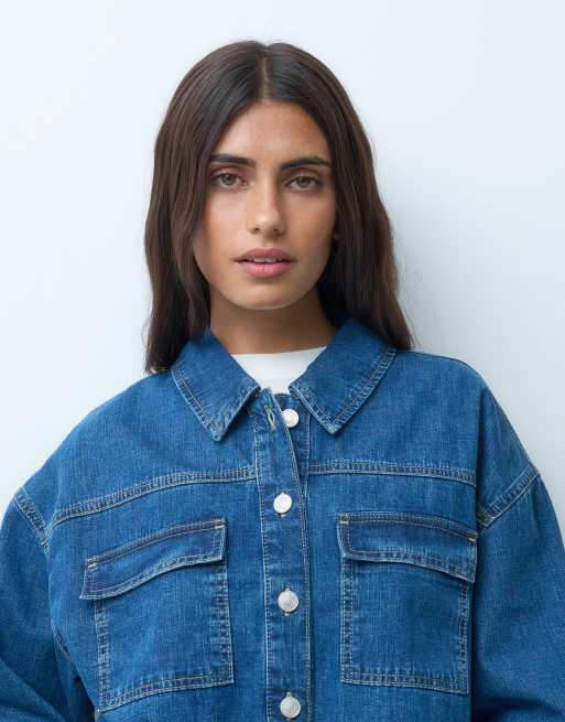 ASOS DESIGN denim utility-skjortejakke i rinse, del af sæt, 2 af 4