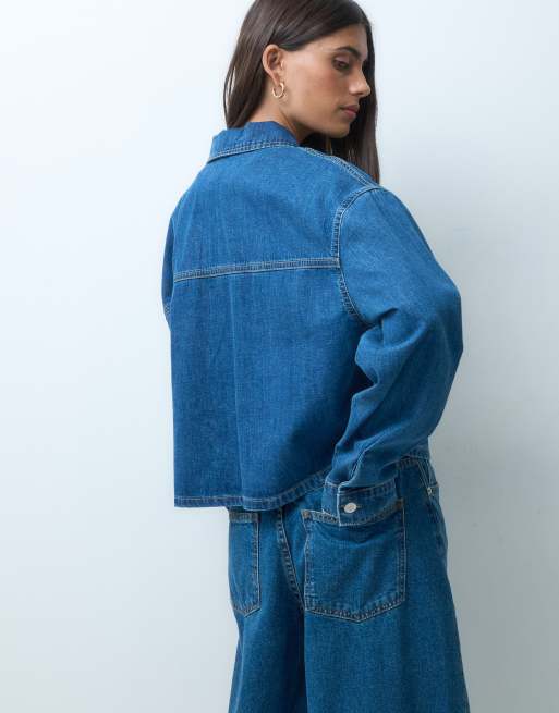 ASOS DESIGN denim utility-skjortejakke i rinse, del af sæt, 4 af 4