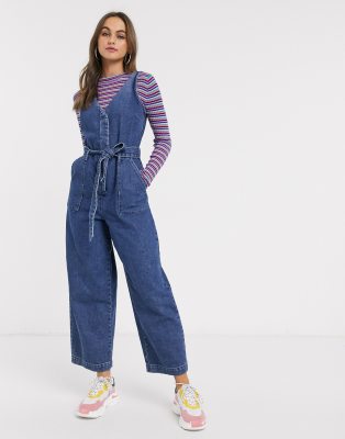 denim v neck jumpsuit