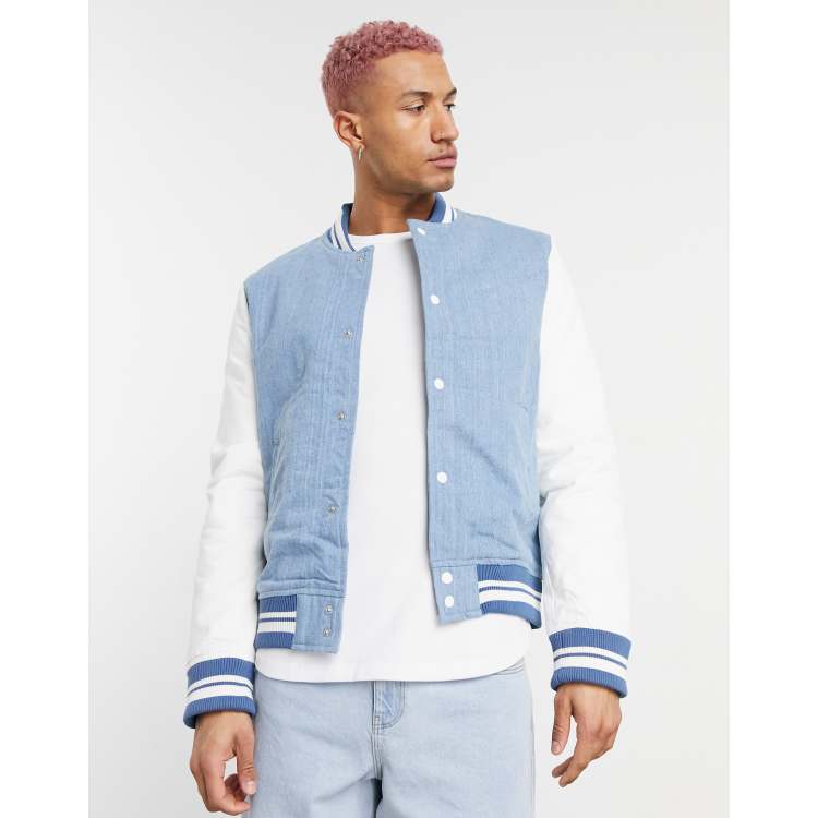 Denim varsity jacket online mens