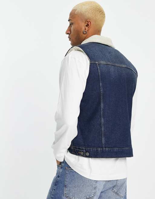 Sherpa lined shop denim vest