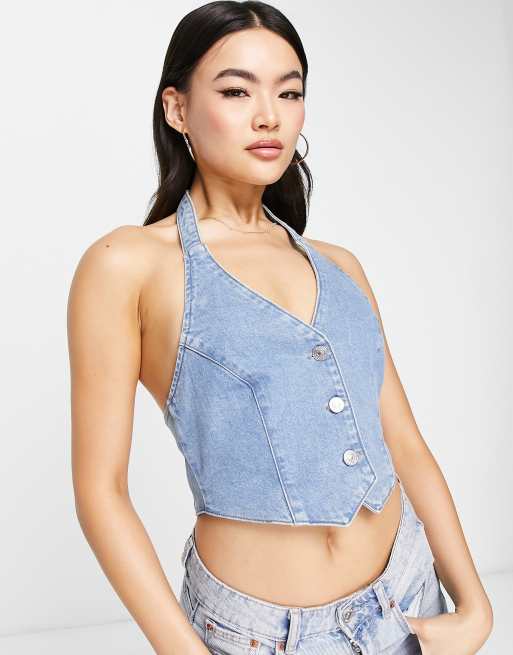 Denim Halter Vest