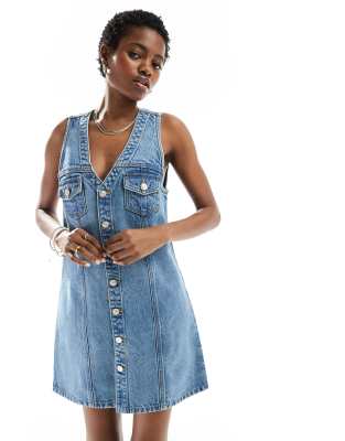 white christmas dresses VIVIAN DENIM MINI DRESS – AKIRA main image 0