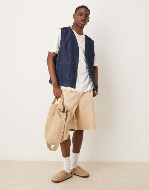 ASOS DESIGN Denim vest with patch pockets in raw wash