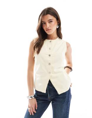 ASOS DESIGN ASOS DESIGN denim waistcoat in butter yellow