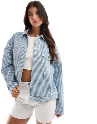 ASOS DESIGN denim western jacket in blue stripe