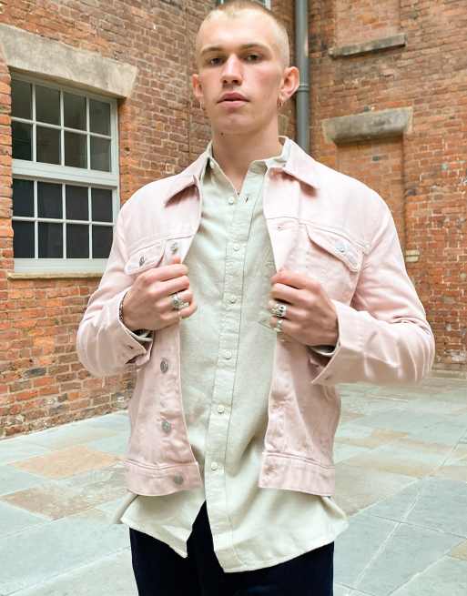 Pink denim jacket clearance asos