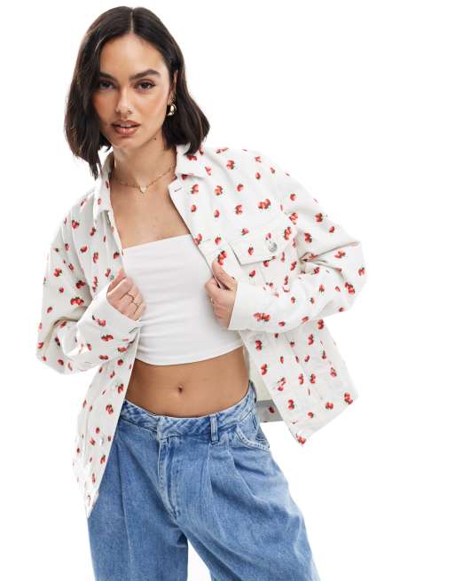 Asos red denim jacket hot sale