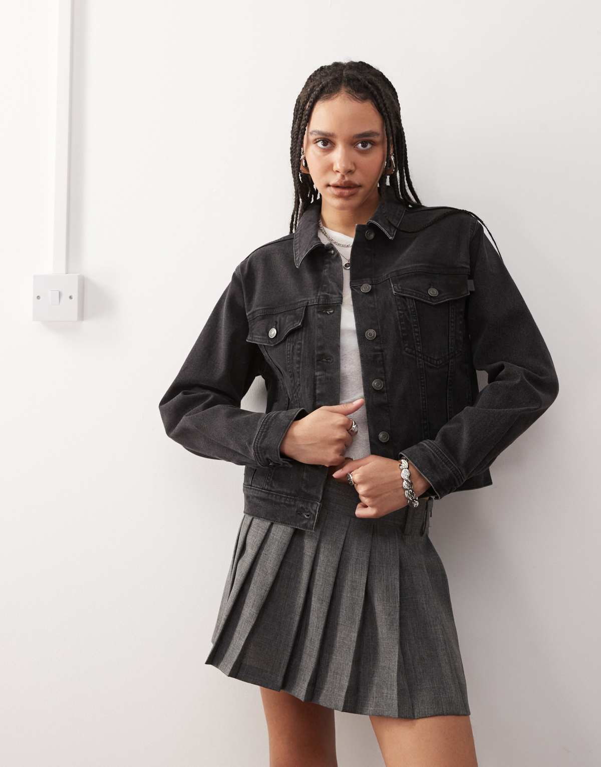 ASOS DESIGN denim western jacket in wash black