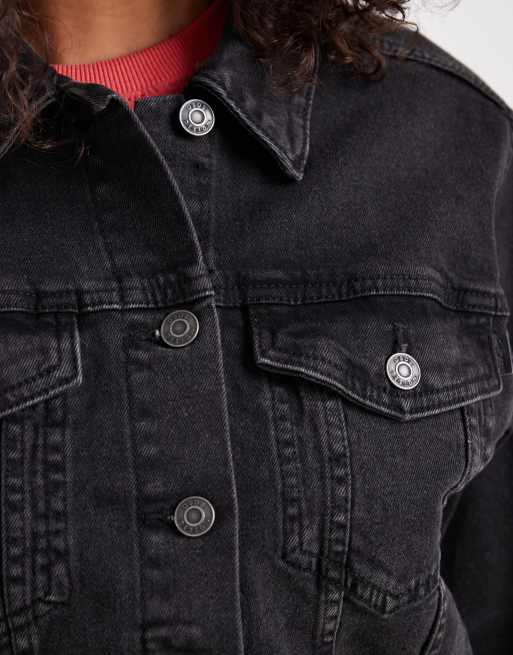ASOS DESIGN denim western jacket in wash black