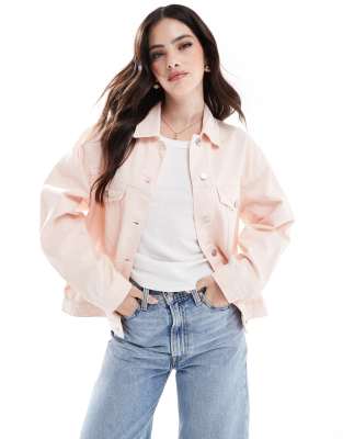 denim western jacket in washed pink