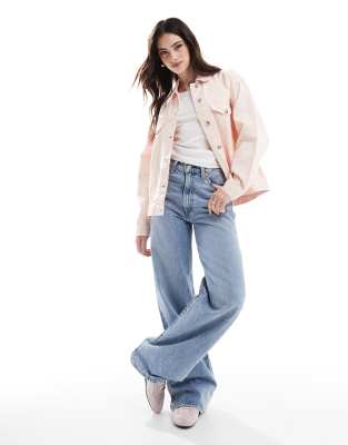 Asos Design Denim Western Jacket In Pink
