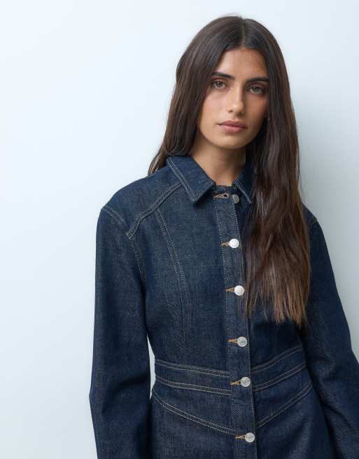 ASOS DESIGN denim western mini dress in mid blue, 2 of 4