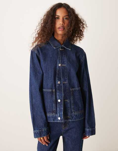 ASOS DESIGN denim worker jacket in mid blue - view 1