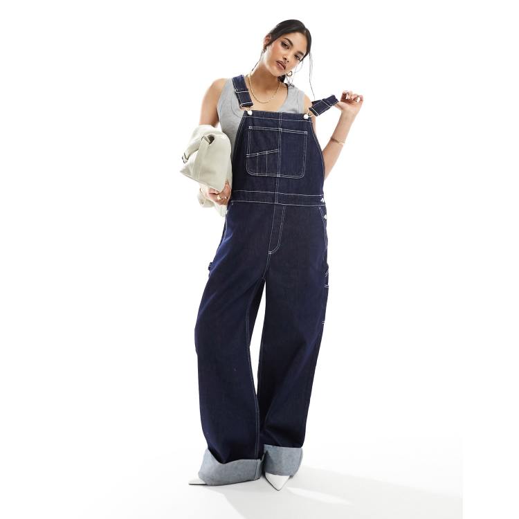 ASOS DESIGN denim workwear dungaree in rinse wash