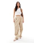 [ASOS DESIGN] ASOS DESIGN denim wrap detail wide leg jeans in light sand-Neutral 10 Stone