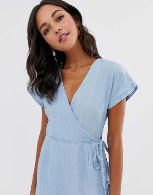 blue jean wrap dress