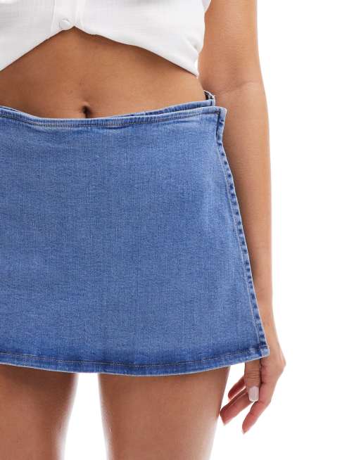 Asos design denim wrap skirt sale