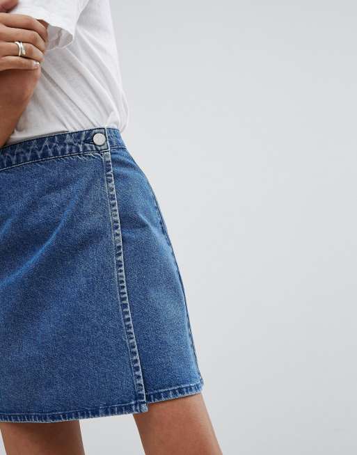 ASOS Design Denim Mini Wrap Skirt