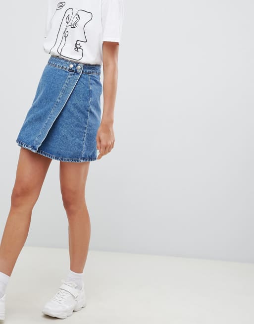 Asos denim hot sale wrap skirt