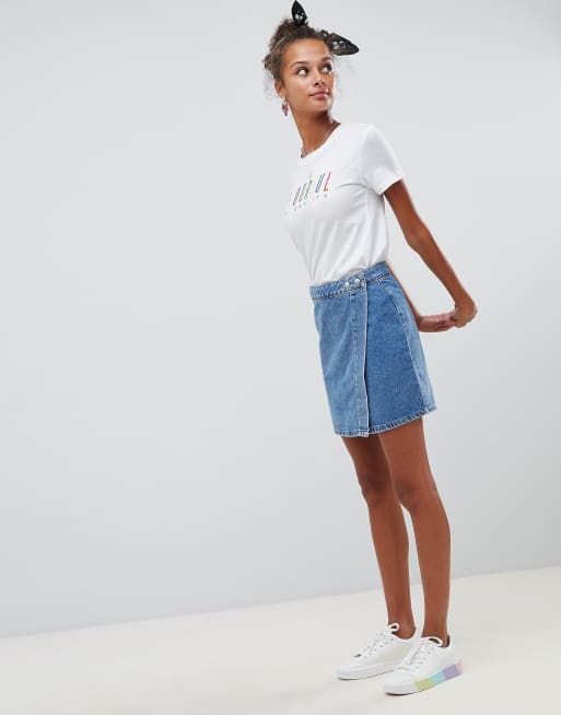 Blue jean on sale wrap around skirt