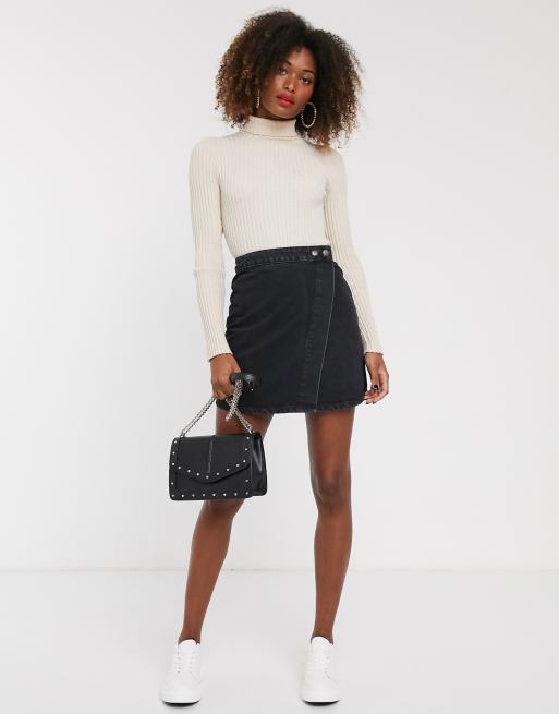 ASOS Design Denim Mini Wrap Skirt