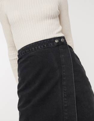 black wrap denim skirt