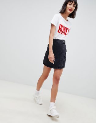 asos denim wrap skirt