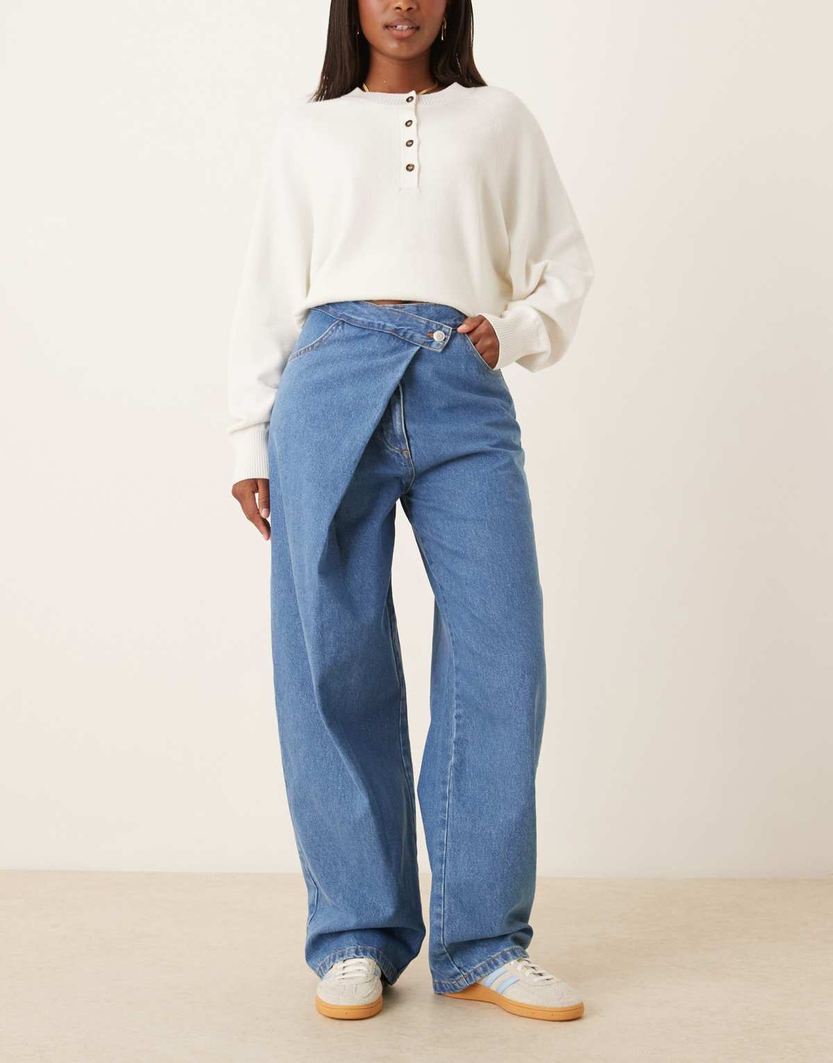 ASOS DESIGN denim wrap style jean in