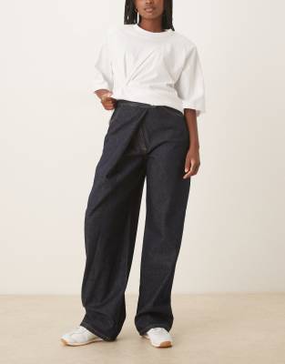 Asos Design Denim Wrap Style Jeans In Blue