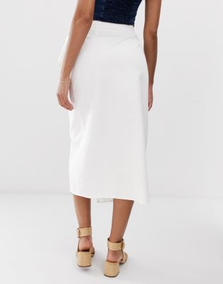 asos white midi skirt