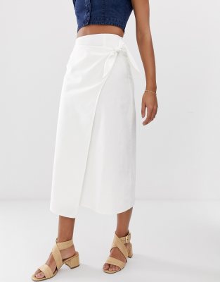 white denim wrap skirt