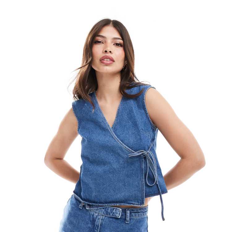 売れ筋商品|||アンクライン カットソー トップス レディース Women's Sleeveless Printed Wrap Blouse Santorini Blue Multi Cristina B Women's Sleeveless Blouse | Costco