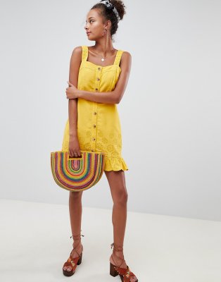 yellow jean dress