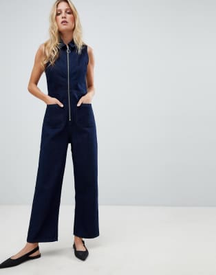 indigo denim jumpsuit