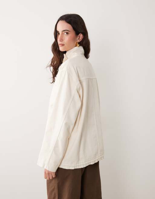 ASOS DESIGN denimjacka med ståkrage i naturvit, 4 av 4