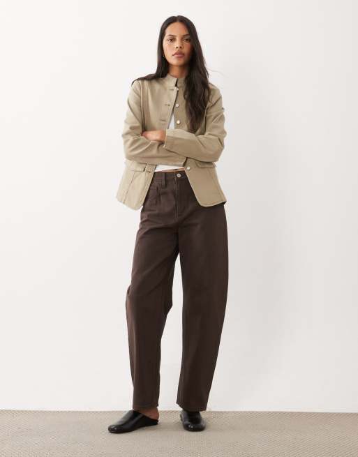 ASOS DESIGN denimjakke med kravedetalje i neutral, 2 af 4