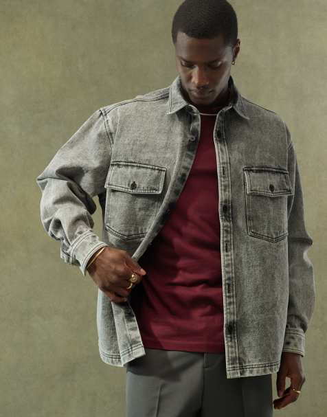 ASOS DESIGN - Denimskjorte i grå syrevask - view 1