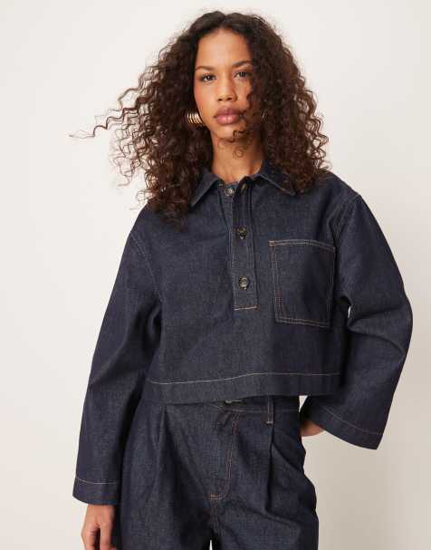 ASOS DESIGN - Denimskjorte med knapper og firkantet pasform i skyllet vask - view 1